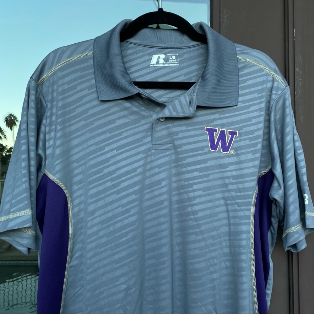 Russell Grey and Purple Washington Huskies Polo L